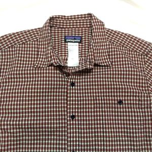 Patagonia Shirt Red Checkered Button-Down Short Sleeve Men's Large